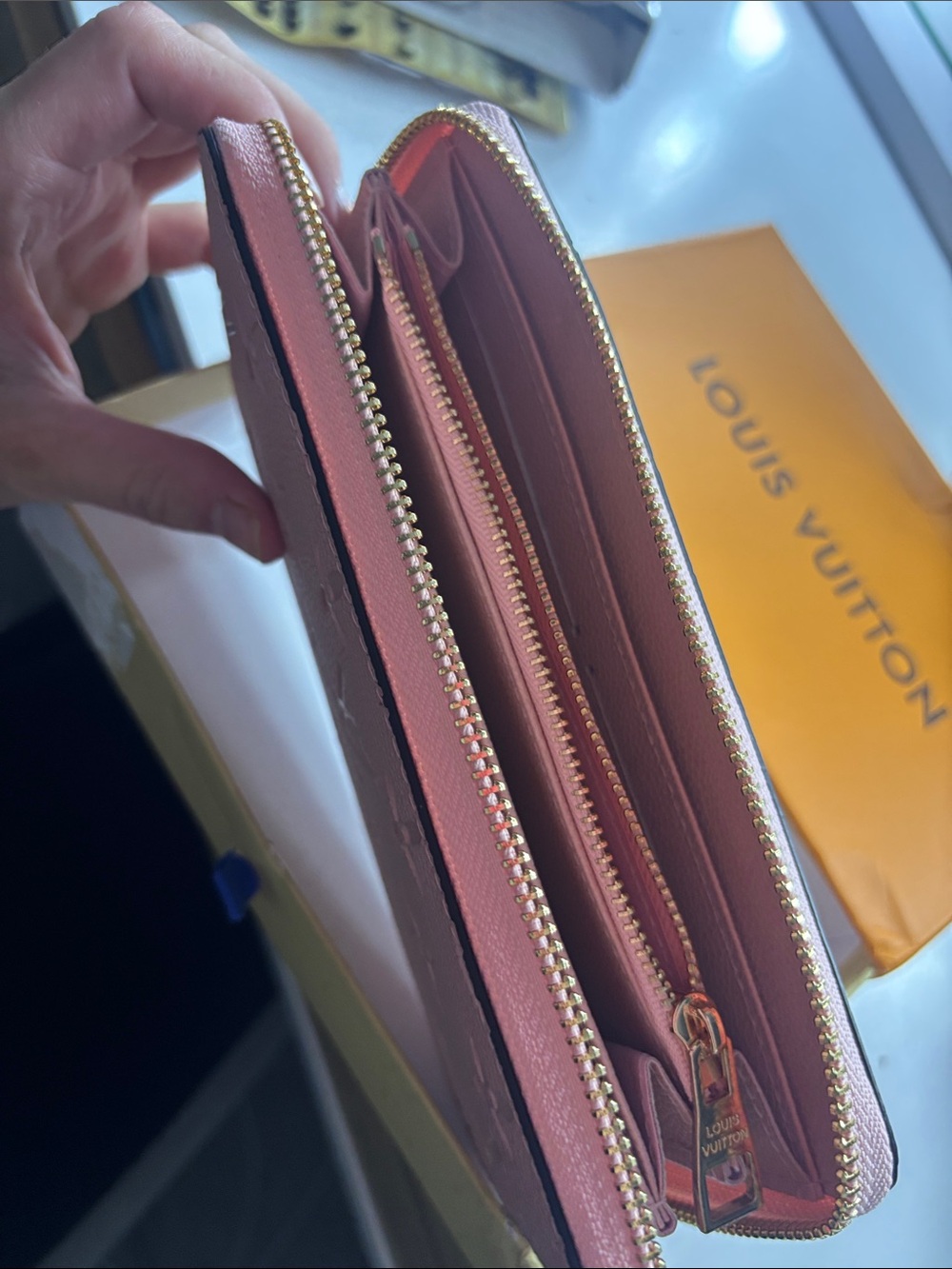 Authentic Louis Vuitton Pink Embossed Monogram Long Wallet - Picture 10 of 12